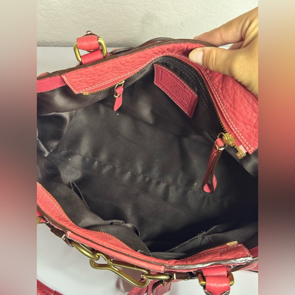 Coach Y2K Hampton Red Pebbled Leather Carryall Satchel Tote Shoulder Bag - Picture 11 of 15